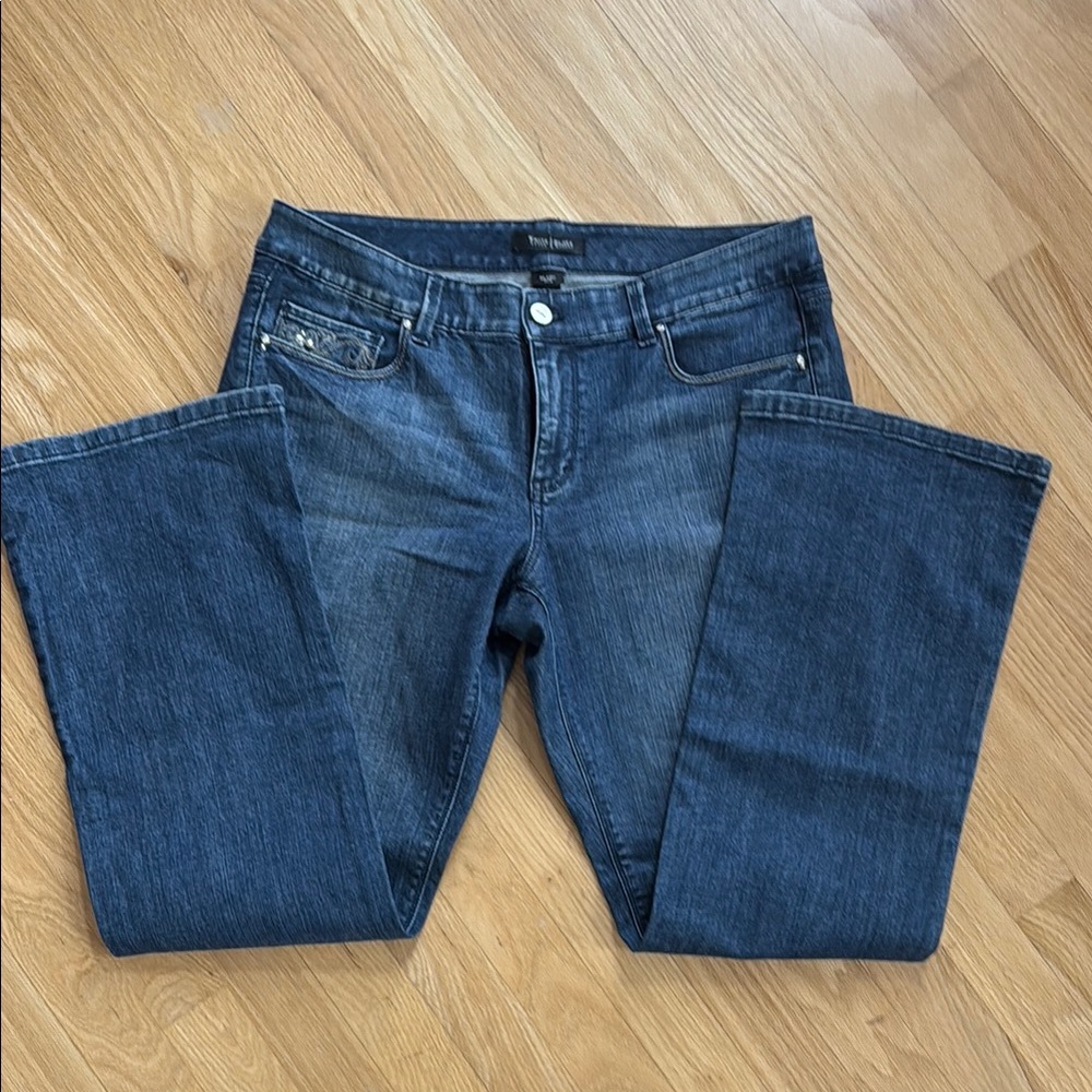 White House Black Market Bootcut Embellished Women’s Blue Denim Jeans sz 10S